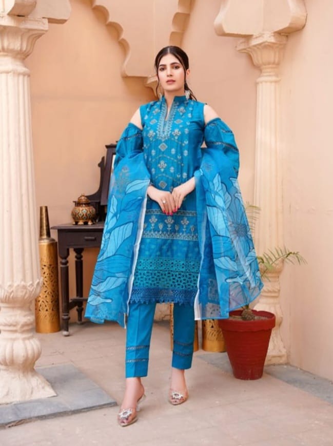 Noor Jahan Embroidered Unstitched Lawn 3pc Koh-e-Noor - Branded Cut Pieces