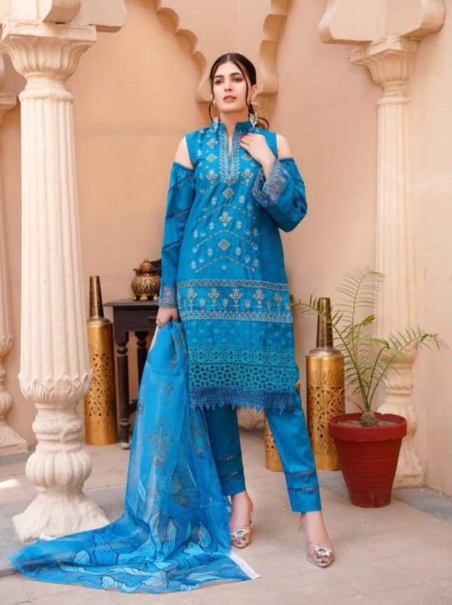 Noor Jahan Embroidered Unstitched Lawn 3pc Koh-e-Noor - Branded Cut Pieces