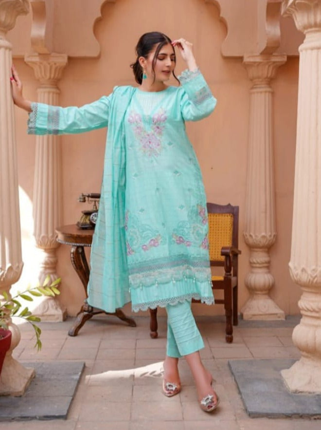 Noor Jahan Embroidered Unstitched Lawn 3pc Koh-e-Noor - Branded Cut Pieces