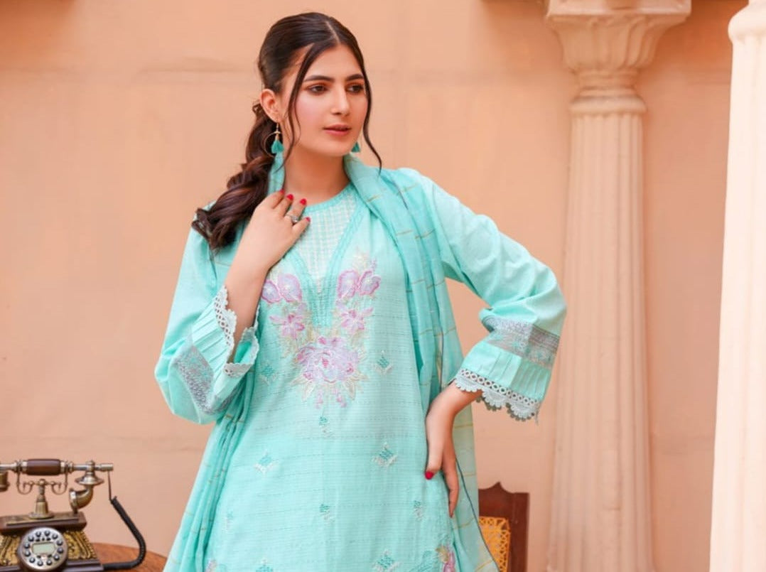 Noor Jahan Embroidered Unstitched Lawn 3pc Koh-e-Noor - Branded Cut Pieces