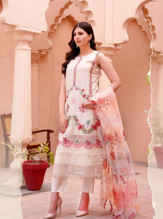 Noor Jahan Embroidered Unstitched Lawn 3pc Koh-e-Noor - Branded Cut Pieces