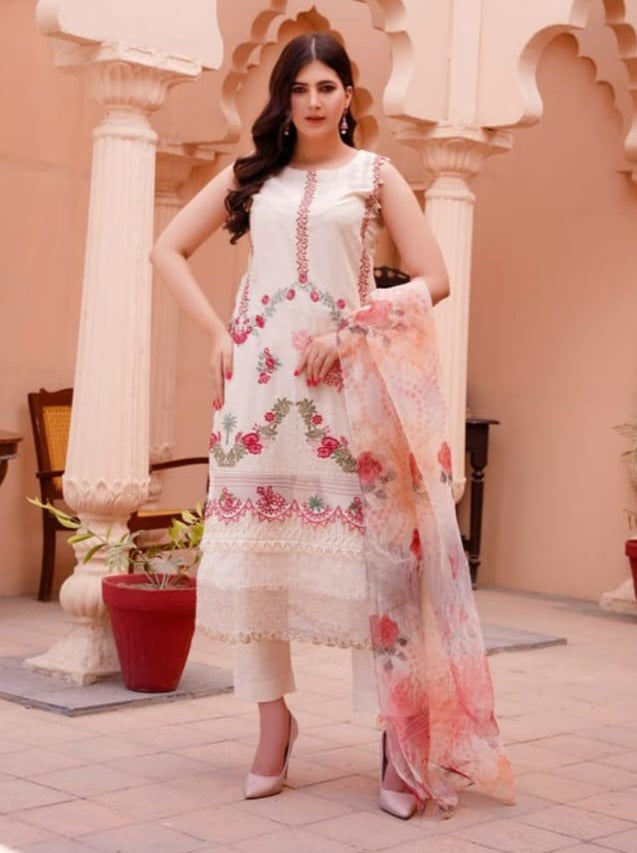 Noor Jahan Embroidered Unstitched Lawn 3pc Koh-e-Noor - Branded Cut Pieces