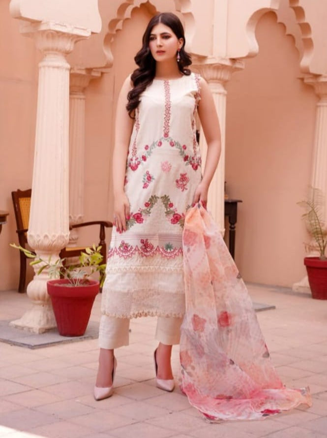 Noor Jahan Embroidered Unstitched Lawn 3pc Koh-e-Noor - Branded Cut Pieces