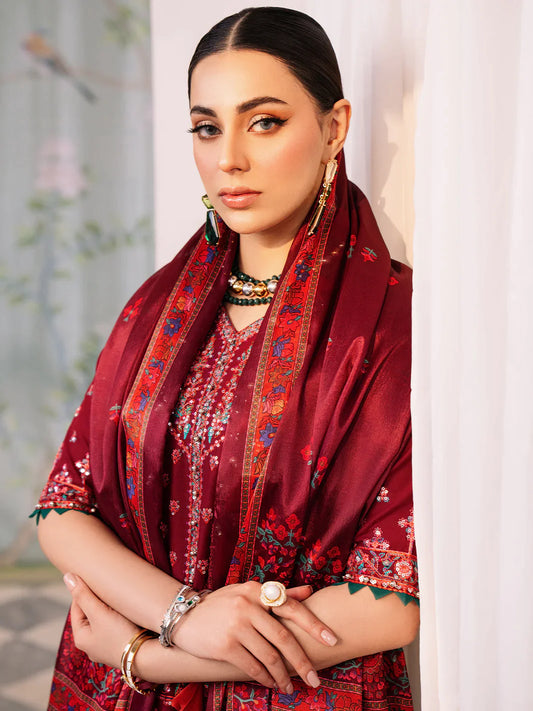 Bin Ilyas-Esha Eshal-Dyed Embroidered Lawn-3PC - Branded Cut Pieces