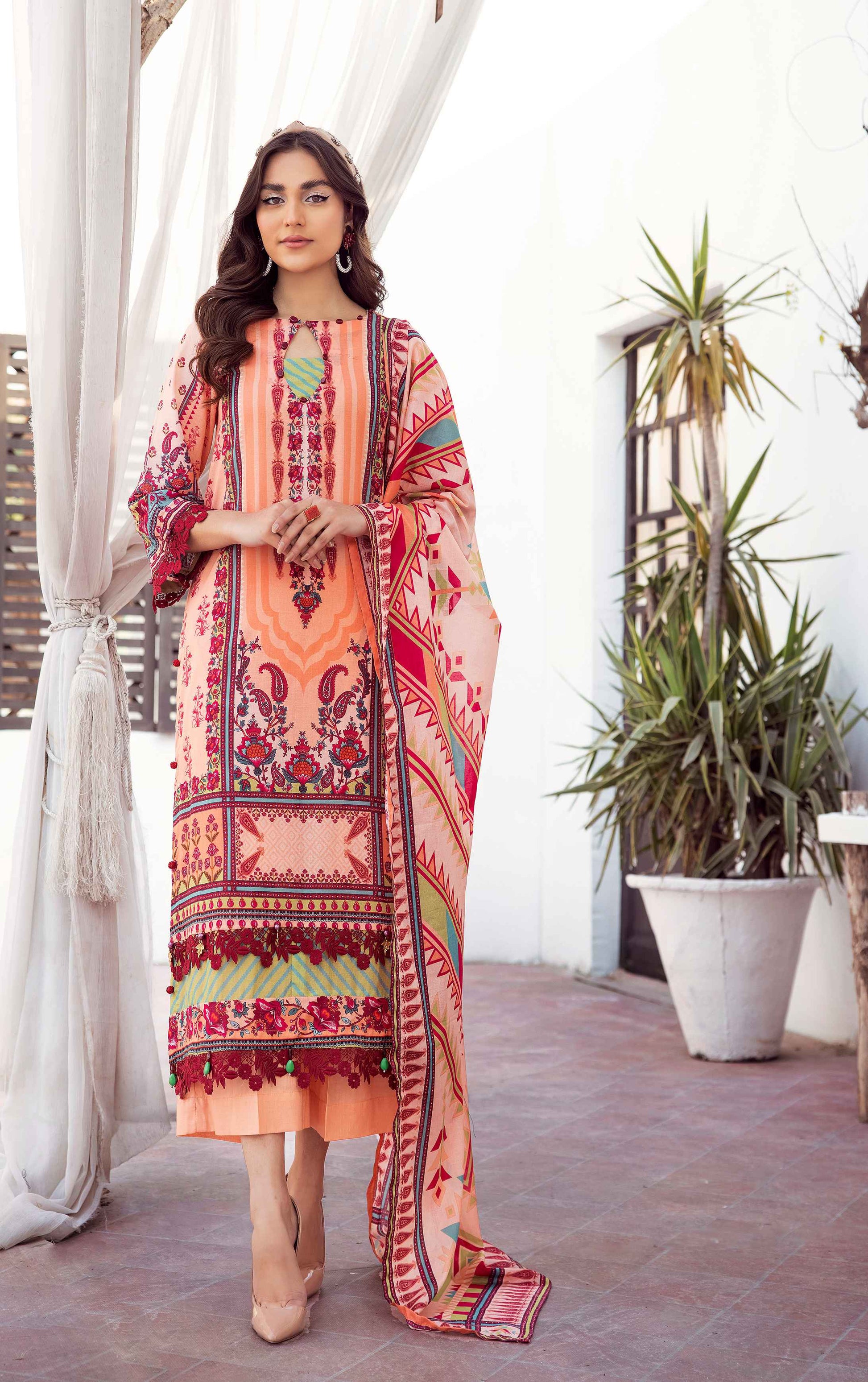 Suhana Bazm-e-Dinar printed Lawn 3PC - Branded Cut Pieces