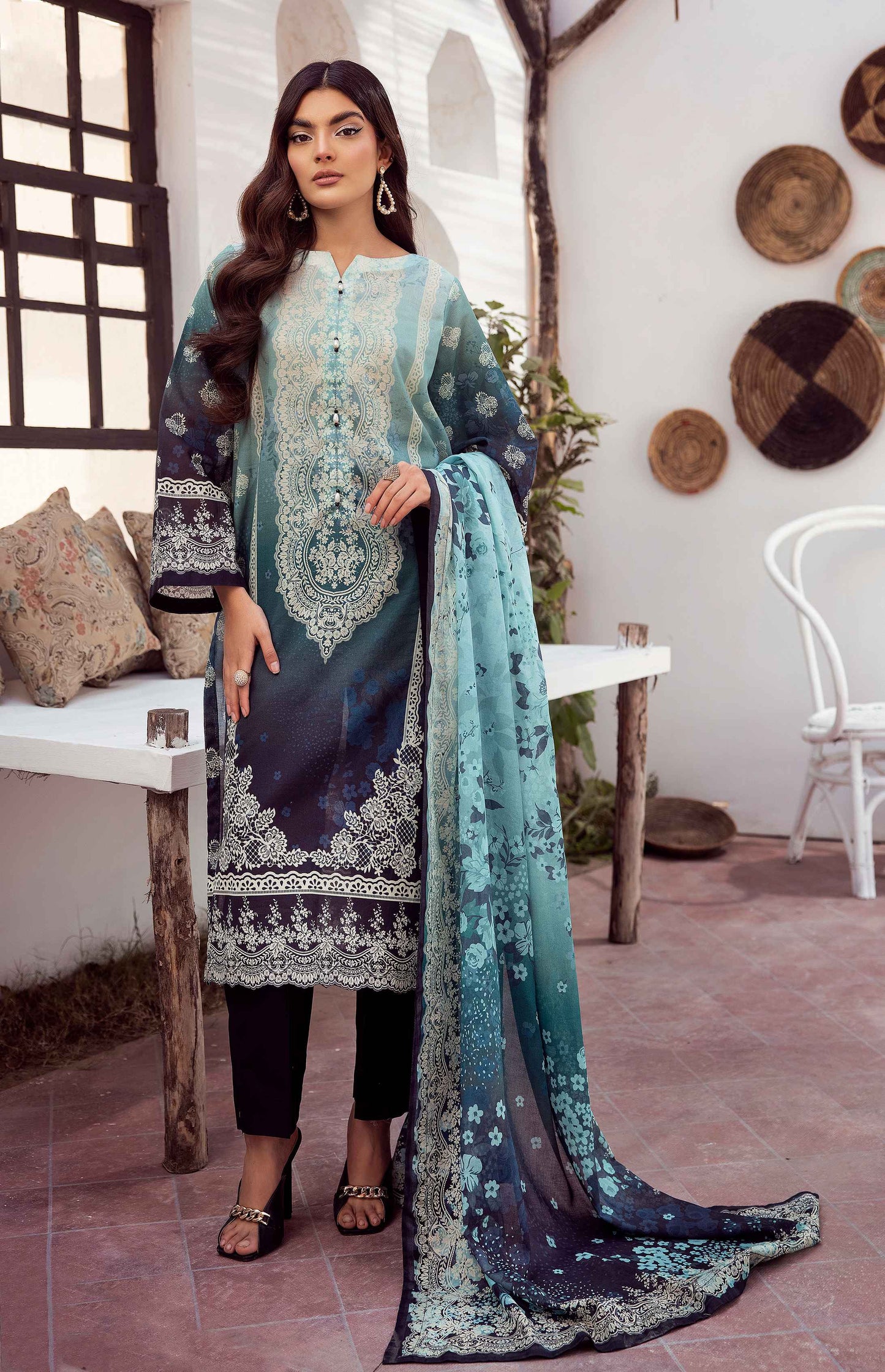 Suhana Bazm-e-Dinar printed Lawn 3PC - Branded Cut Pieces