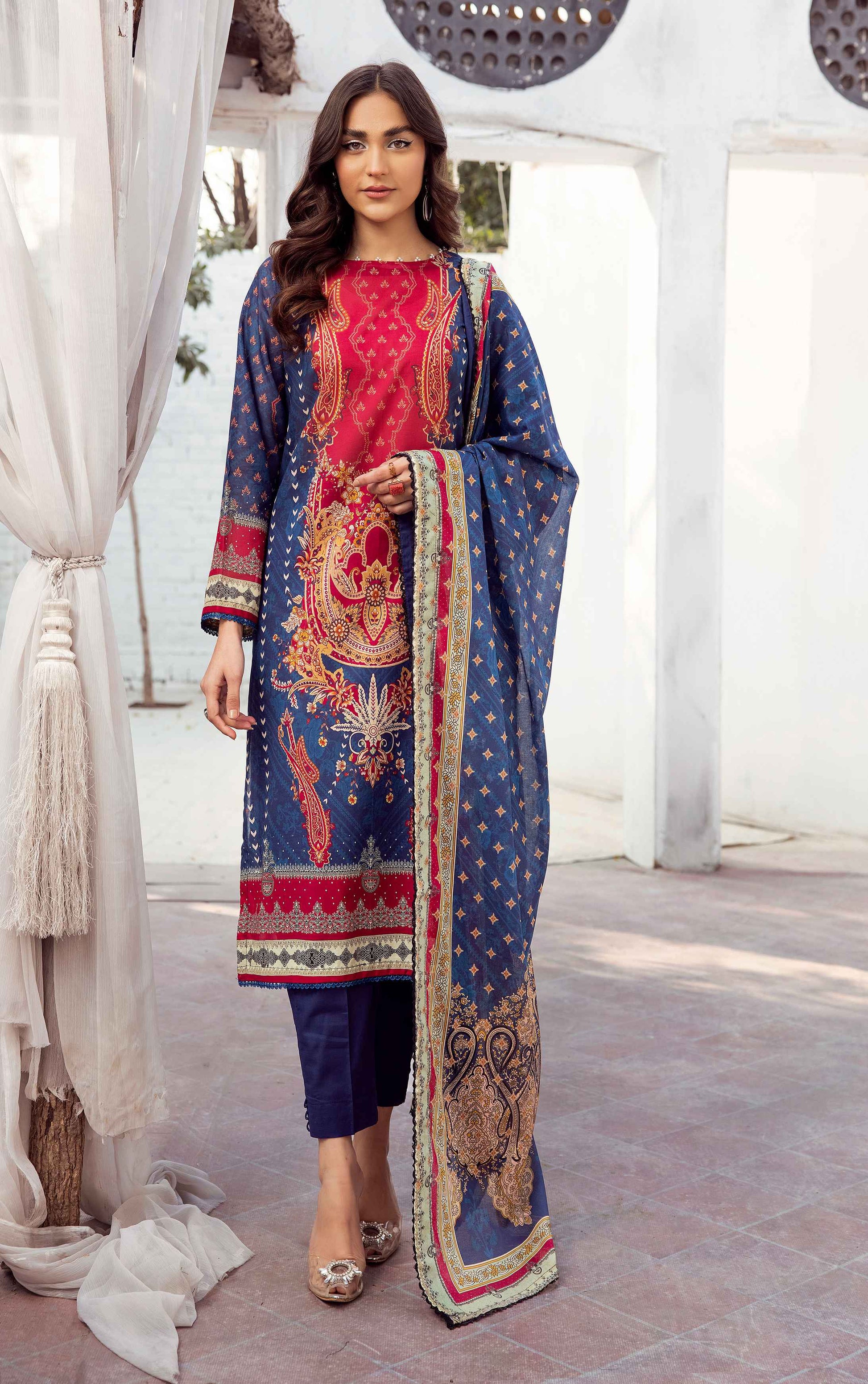 Suhana Bazm-e-Dinar printed Lawn 3PC - Branded Cut Pieces