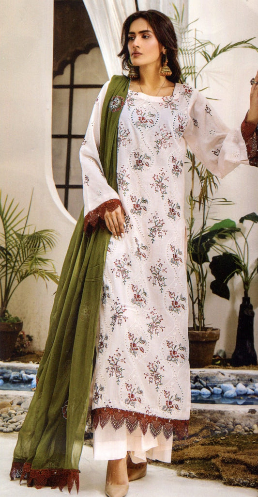 Hania & Mnahil Embroidered Lawn 3PC
