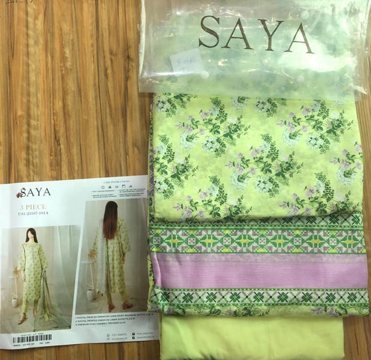 Saya Printed Unstitched Lawn 3pc - Branded Cut Pieces