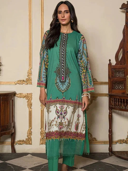2 PC-DIGITAL PRINTED COTTON CAMBRIC SUIT-GREEN